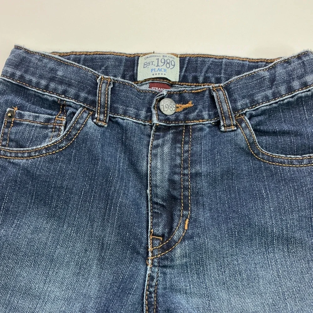 Childrens Place Blue Straight Leg Jeans Kids Size 8 Adjustable Waist Denim